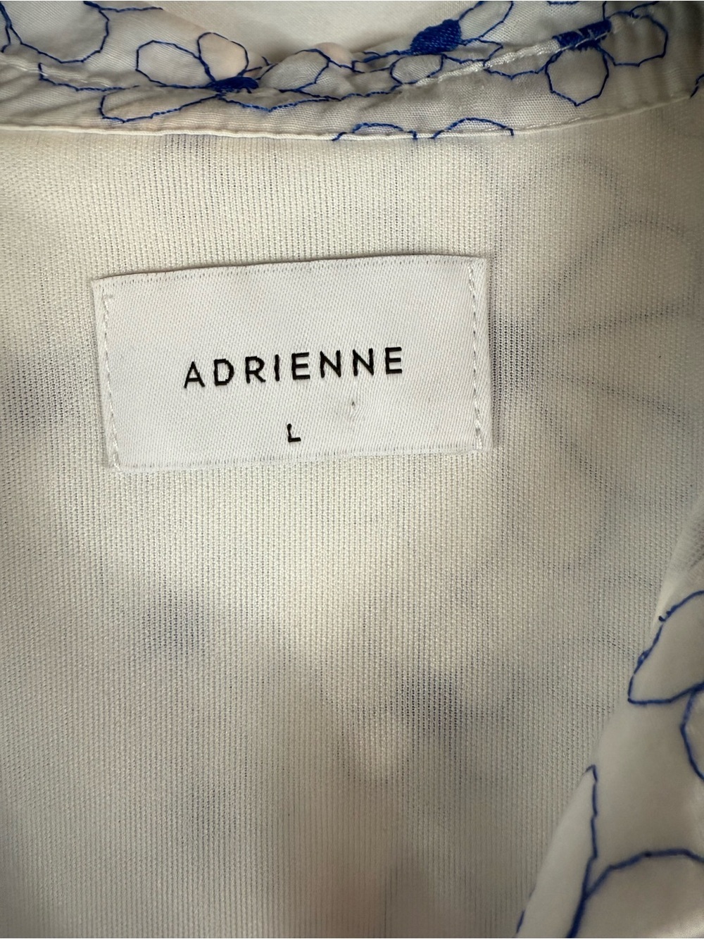 Adrienne White Mini Dress with Blue Daisy Print Size:L cotton - Picture 9 of 14